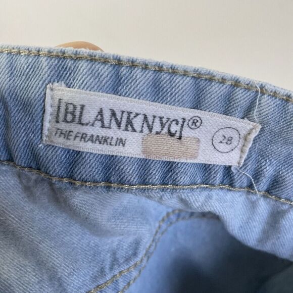 BLANKNYC Call My Name Jeans Women 28 Slouchy Cargo Raw Hem Light Wash Franklin - Picture 15 of 16